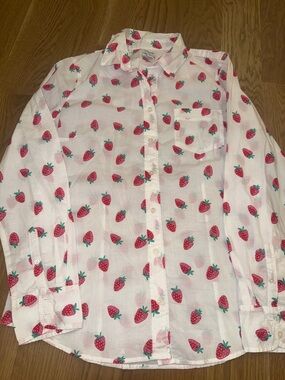 J. Crew Strawberry Print Button-Down Shirt